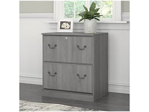 Bush Furniture Saratoga 2-Drawer Lateral File Cabinet, Locking, Letter/Legal, Modern Gray