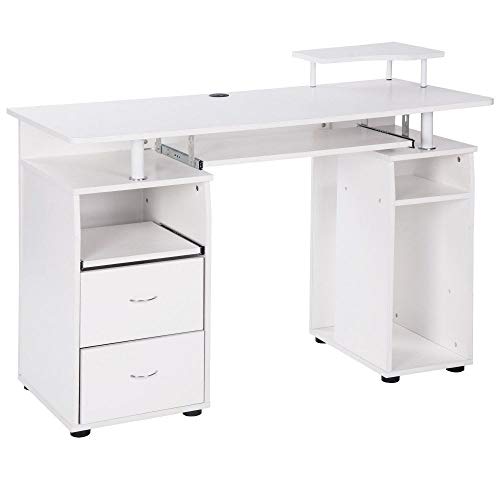 Zebery Desktop Computer Desk with Drawers Shelves, Student Study Writing Desk Gaming Desk Laptop Desk Workstation for Home Office