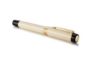 PARKER Duofold Centennial Fountain Pen, Classic Ivory & Black, Medium Solid Gold Nib, Black Ink and Convertor (1931392)