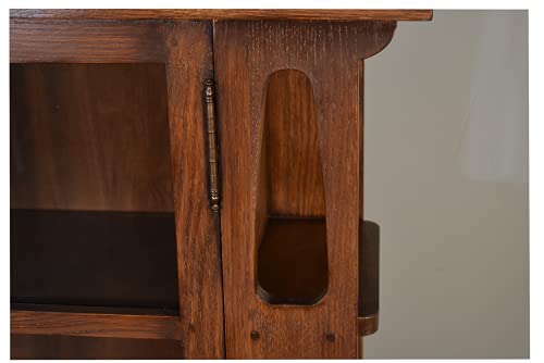 Crafters and Weavers Mission Double Door Bookcase with Side Shelves - Walnut (W1)