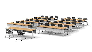 Team Tables 34 Person Training Meeting Seminar Classroom Model 7454 Folding Table Set