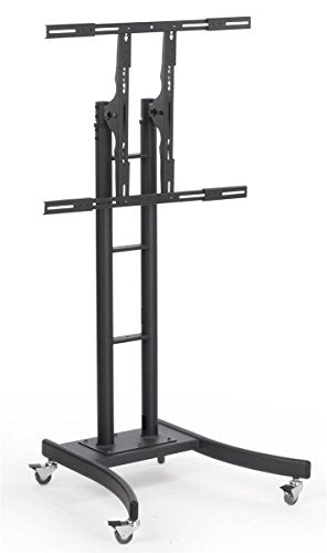 Mobile LCD TV Stand with Locking Casters, Height Adjustable Bracket, Fits 32 to 65 Inch Monitors, Steel (Black)