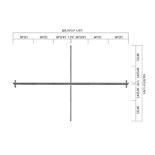 GOF Freestanding X-Shaped Office Partition, Large Fabric Room Divider Panel - 132"D x 204"W x 48"H
