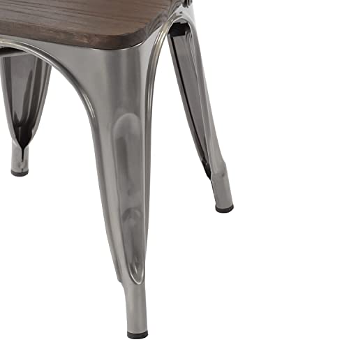 FurnitureR Metal Dining Chairs Set of 4 - Outdoor/Indoor Trattoria Stackable Chairs - Chic Industrial Bar Chairs - Coffee, 300 LBS