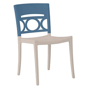 GROSFILLEX INC Moon Stacking Side Chair, Denim Blue/Linen (Case of 16)