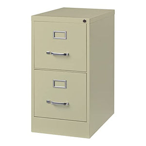 Hirsh Industries 2 Drawer Metal File Cabinet (6 Cabinets) 25" Deep Commercial Grade Vertical Storage with Lock - Putty