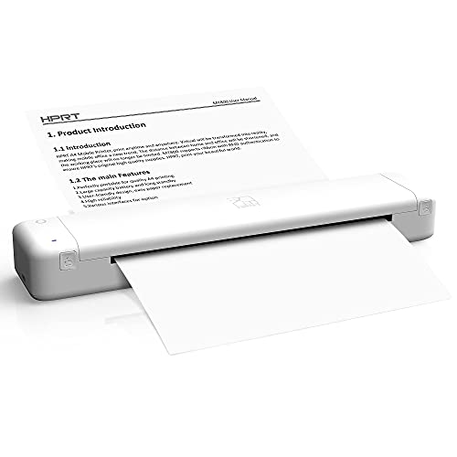 Thermal Printer HPRT - MT800Q Portable Mini Printer, Wireless Printer for iPhone and Computer, The Best Small Printer Support 216mm Width A4 Paper, Home Use, Office, Travel and Mobile Printer