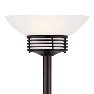 Light Blaster Modern Retro Torchiere Floor Lamp Warm Bronze White Frosted Glass Bowl Shade for Living Room Bedroom Uplight - Possini Euro Design