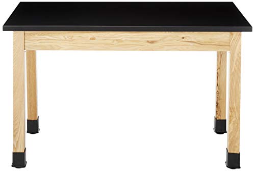 National Public Seating Science Table, 24" x 48", Chem Res Top, Black Top, Ashwood Legs