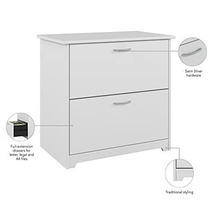 Bush Furniture Cabot 2 Drawer Lateral File Cabinet | Letter, Legal, and A4-Size Document Storage | 32W, White