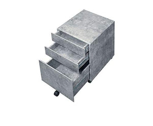 Moselota File Cabinet, Faux Concrete & Silver 92909
