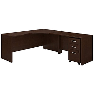 Bush Business Furniture Series C 72W Right Handed Corner Desk with 48W Return and Mobile File Cabinet in Mocha Cherry