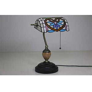 MaGiLL Tiffany Style Retro Banker Desk Lamp with Metal Base