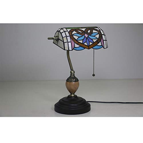MaGiLL Tiffany Style Retro Banker Desk Lamp with Metal Base