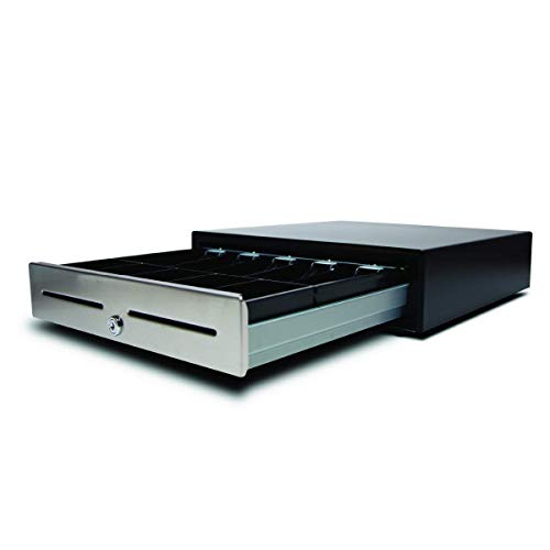 APG Standard- Duty 16” Electronic Point of Sale Cash Drawer | Vasario Series VBS320-BL1616 | Printer Compatible | Plastic Till with 5 Bill/ 5 Coin Compartments | Black
