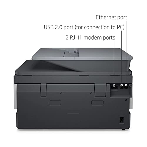 HP OfficeJet Pro 90 18e All-in-One Wireless Color Inkjet Printer, Gray - Print Scan Copy Fax - 22 ppm, 4800x1200 dpi, 512MB Memory, 35-sheet ADF, Auto 2-sided Printing, Ethernet, Cbmou External Webcam