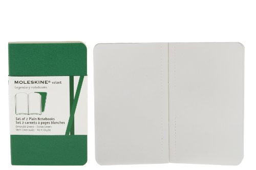 Moleskine Volant Notebook (Set of 2), Extra Small, Plain, Emerald Green, Oxide Green, Soft Cover (2.5 x 4)