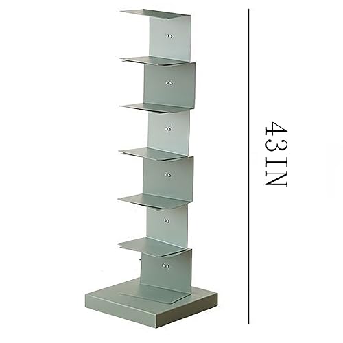 PIcube All Metal Invisible Book Tower Heavy Duty Spine Bookshelf White 5 Shelf