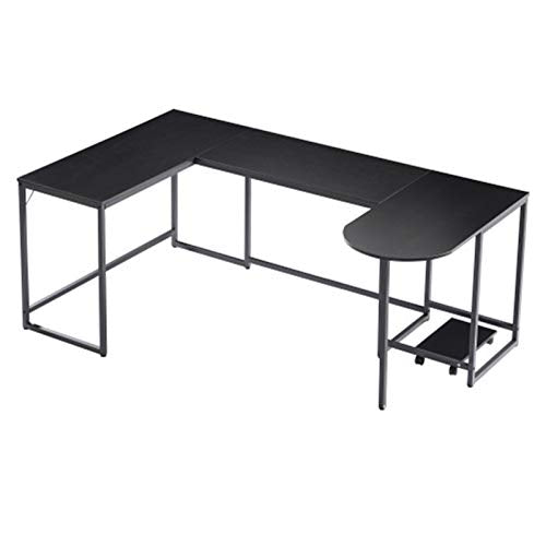 RKRLJX Computer Home Office U-Shaped Computer Desk, Industrial Corner Writing Desk with CPU Stand, Gaming Table Workstation Desk for Home Office(Black)