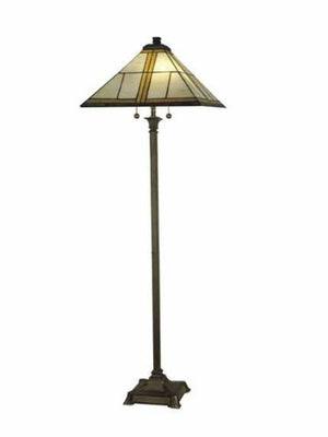 Dale Tiffany TF10497 Mission Floor Lamp, Antique Bronze and Art Glass Shade