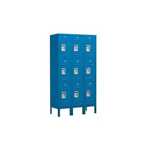 Salsbury Industries Assembled 3-Tier Standard Metal Locker with Three Wide Storage Units, 5-Feet High by 15-Inch Deep, Blue