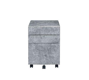 Moselota File Cabinet, Faux Concrete & Silver 92909