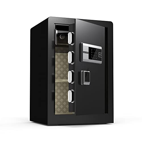 Fulocseny Fingerprint Safe Box 1.97 Cub Security Home Safe with Fireproof Waterproof Bag, with Digital Touch Screen and English Voice Broadcast, for Home Hotel Office