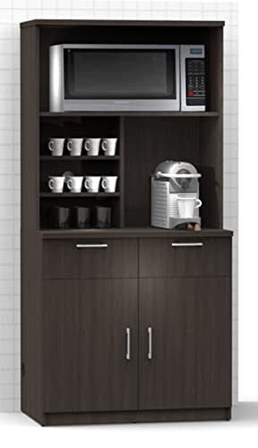 BREAKtime Espresso Kitchen Lunch Break Room Cabinets Model 2312 - 2 Piece Group (Factory Assembled)