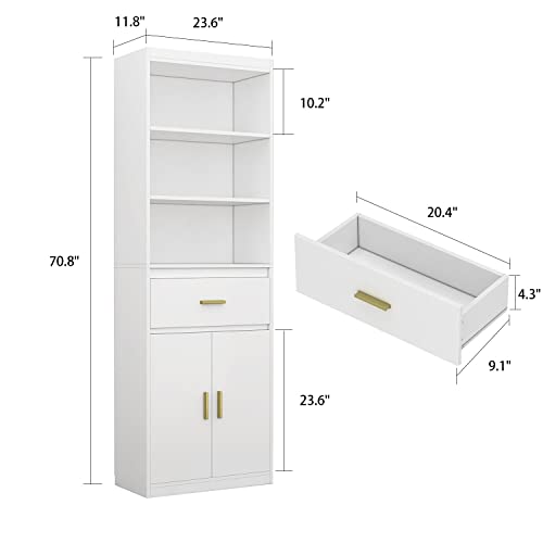 Overstock Linen Cabinet Bookcase Space Saving - 23.6" W x 70.8" H
