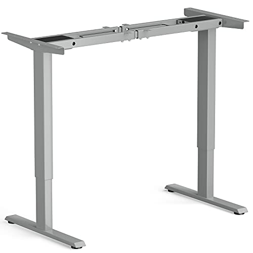 Tangkula Dual-Motor Electric Standing Desk Frame, Width & Height Adjustable Stand up Desk Base, Ergonomic Sit Stand Workstation with Memory Controller, Cable Tray for Home Office (Grey)
