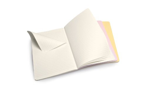 Moleskine Cahier Journal, Soft Cover, Large (5" x 8.25") Ruled/Lined, Persian Lilac/Frangipane Yellow/Peach Blossom Pink (Set of 3)