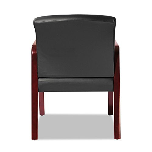 Alera ALERL4319C Reception Lounge Series Guest Chair, Cherry/Black Leather