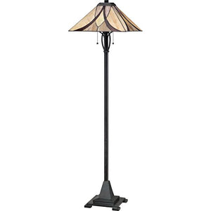 Quoizel TFAS9360VA Asheville Tiffany Floor Lamp, 2-Light, 200 Watts, Valiant Bronze (60" H x 17" W)