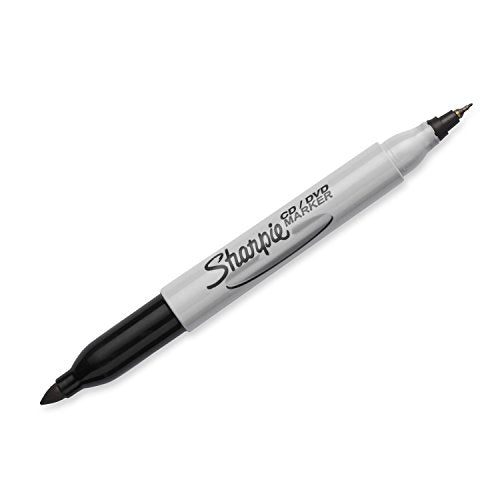 Sharpie 37401 CD/DVD Twin Tip Permanent Marker, Black