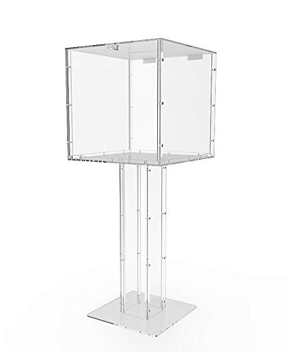 FixtureDisplays® 15x15x38" Clear Plexiglass Large Floor Standing Tithing Box Offering Box Ballot Box 14316