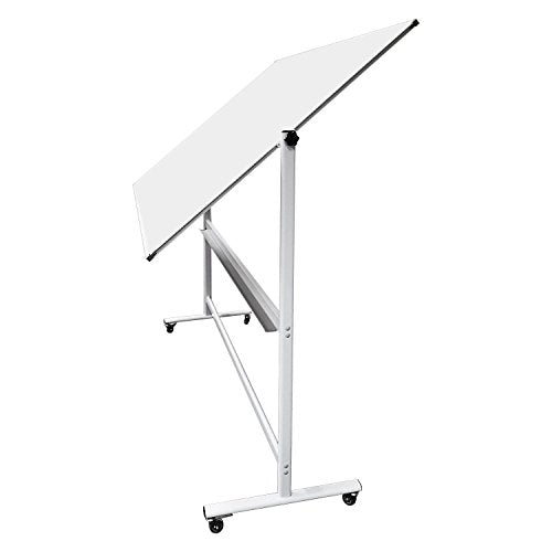 Thornton's OFFICE SUPPLIES Magnetic Reversible Mobile Dry Erase Whiteboard Easel, 70" L x 48" W, White/Silver