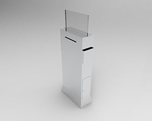 FixtureDisplays® Metal Ballot Box w/Side Pockets, Lockable, 17 x 8.7 Header, Floorstanding - Matte Grey Unique Lock/Keys 119577