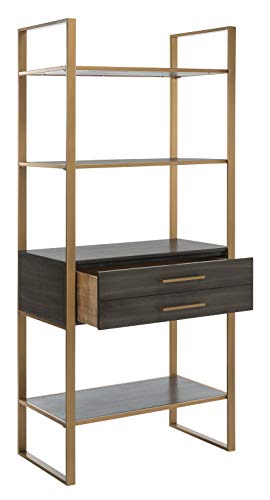 Safavieh ETG6204A Home Collection Skylar 4 Tier 1 Drawer Etagere, Gold/Grey
