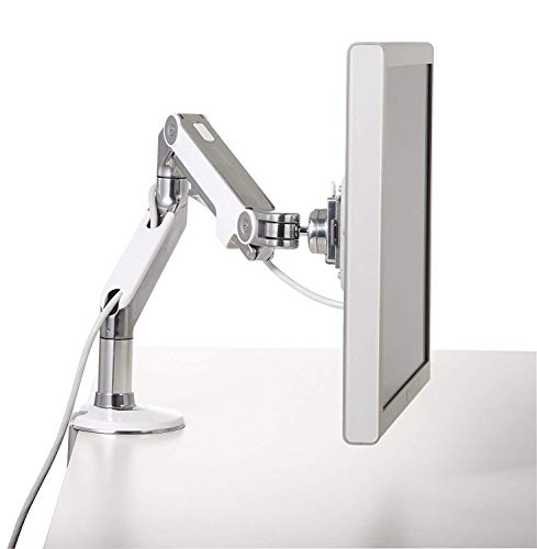 Humanscale M8 Monitor Arm - Two Piece Clamp Mount with Base, Polished Aluminum with White Trim Plus Jestik Microfiber Cloth - Value Bundle