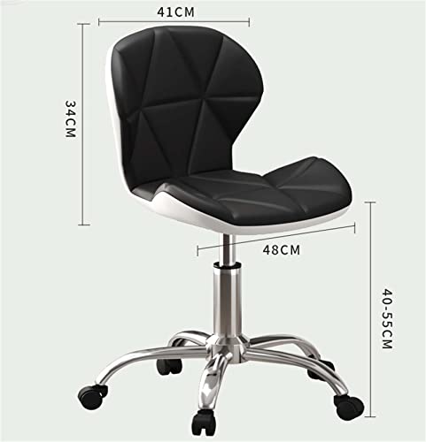 UsmAsk Rolling Stool with High Back, Height Adjustable, Pink PU Leather - Home Office Drafting Chair