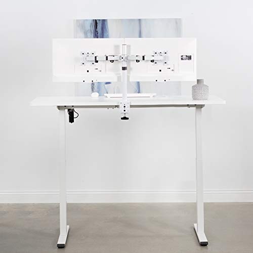 VIVO Electric Stand Up Desk Frame, DIY Workstation, Frame Only, Single Motor Ergonomic Standing Height Adjustable Base with Memory Controller, White, DESK-E-100W