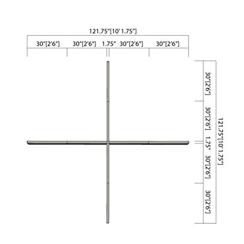 GOF Freestanding X-Shaped Office Partition, Large Fabric Room Divider Panel - 120"D x 120"W x 48"H