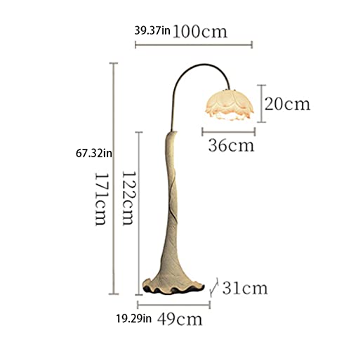 VejiA Chinese Lotus Floor Lamp - Vintage Resin Standing Reading Light