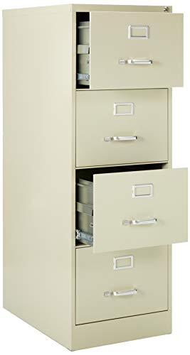 Lorell 4-Drawer Vertical File, 18 by 26-1/2 by 52-Inch, Putty