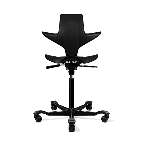 HAG Capisco Puls Adjustable Standing Desk Chair - Black Frame - Black Partial Cushion by HAG