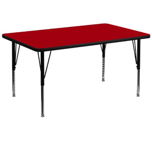 Flash Furniture 36''W x 72''L Rectangular Red Thermal Laminate Activity Table - Height Adjustable Short Legs