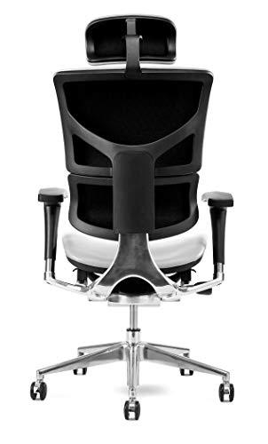 X-Chair X4 White Leather Executive Chair with Headrest - Ergonomic Office Seat