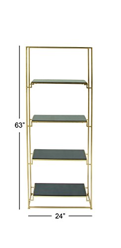 Deco 79 Metal Glass Shelf W, 63" H-65568, 24" W/63 H