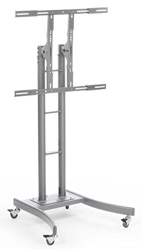 Displays2go MB863ESLV Portable TV Stand with Wheels for LCD/Plasma/LED TVs Between 32 & 65", Steel