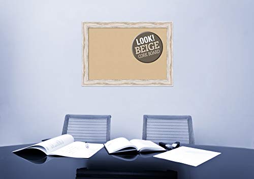 Amanti Art Beige Extra Large, Outer Size 41 x 29 Tan Cork Alexandria White Wash Framed Bulletin Boards, 36x24